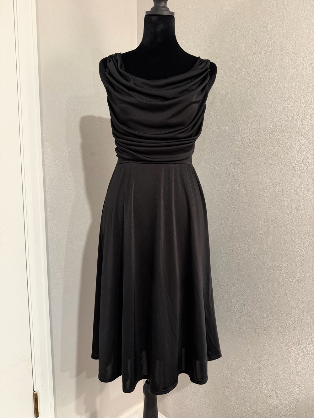 Vintage Y2K Betsey Johnson Black Cowl Neck Halter Maxi Dress / Size P